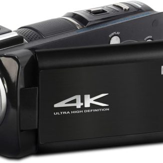Minolta 4K Ultra HD Camcorder with 3.5-inch Touchscreen – 10x Optical Zoom, 28MP Photos, Digital Stabilizer, Accessory Shoe Mount, Time Lapse, Face Detection, 32GB Card, Remote Control (Black)