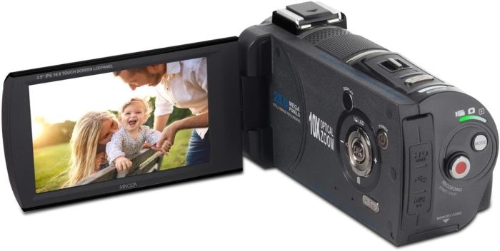 Minolta 4K Ultra HD Camcorder with 3.5-inch Touchscreen – 10x Optical Zoom, 28MP Photos, Digital Stabilizer, Accessory Shoe Mount, Time Lapse, Face Detection, 32GB Card, Remote Control (Black) - Image 3