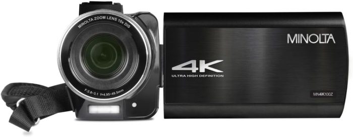 Minolta 4K Ultra HD Camcorder with 3.5-inch Touchscreen – 10x Optical Zoom, 28MP Photos, Digital Stabilizer, Accessory Shoe Mount, Time Lapse, Face Detection, 32GB Card, Remote Control (Black) - Image 4
